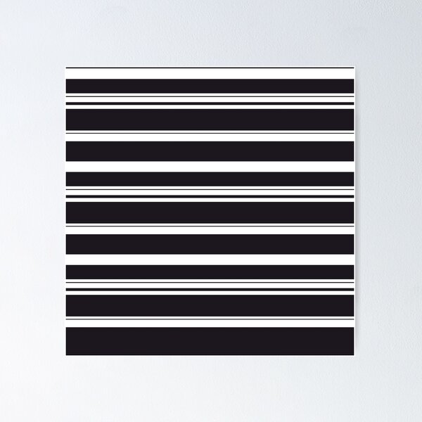 Modern Simple Black Stripes and White Color Block Poster for Sale