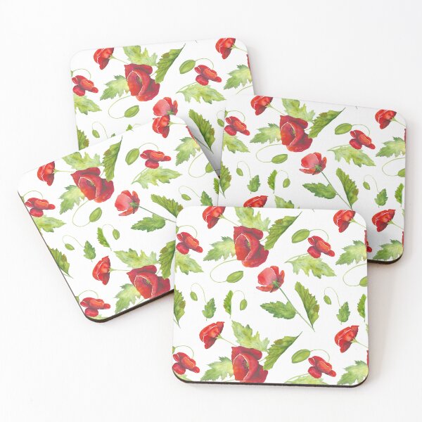 Item preview, Seamless watercolor pattern of poppies red flowers on a white background designed and sold by CozyPictures.