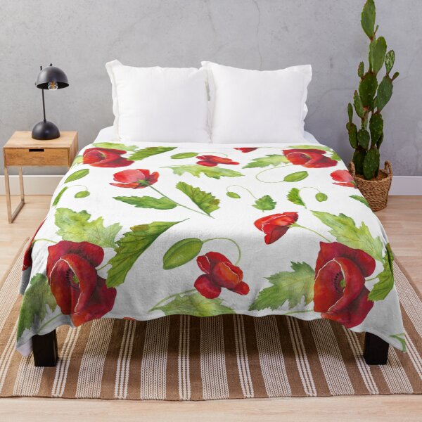 Item preview, Seamless watercolor pattern of poppies red flowers on a white background designed and sold by CozyPictures.