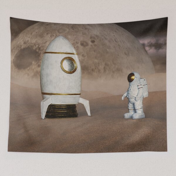 Item preview, Astronaut with moon rocket designed and sold by coolArtGermany.