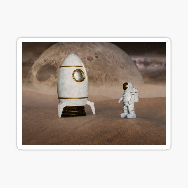 Item preview, Astronaut with moon rocket designed and sold by coolArtGermany.
