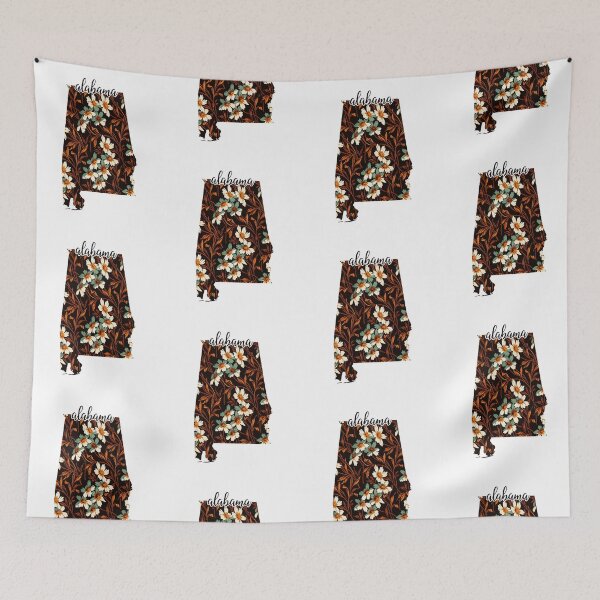Item preview, Floral Map of USA States Alabama - Map of Alabama designed and sold by AmethystMurad.