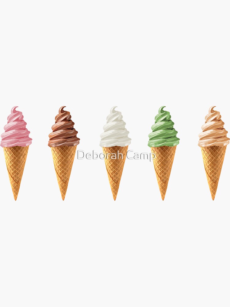 Summer Soft Serve Ice Cream Cones Sticker For Sale By Deborahcamp