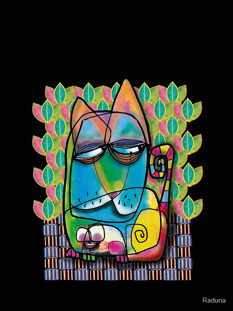 Thumbnail 5 von 5, Grafik T-Shirt, Bunte Katze mit Maus designt und verkauft von Raduna.