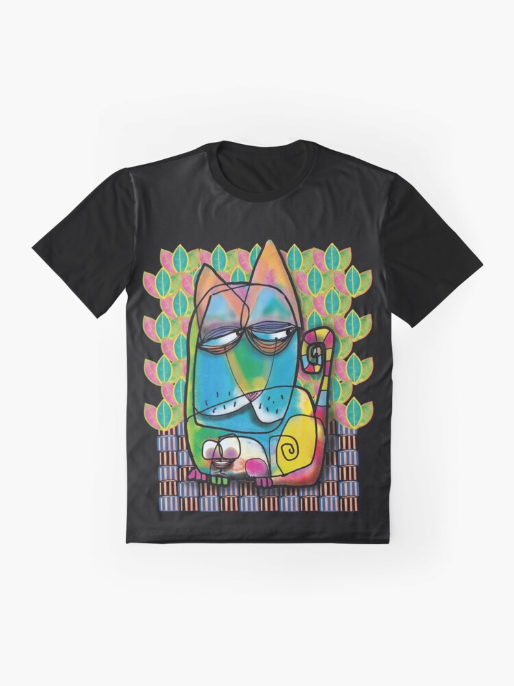 Thumbnail 4 von 5, Grafik T-Shirt, Bunte Katze mit Maus designt und verkauft von Raduna.