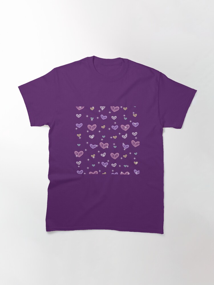 Thumbnail 3 of 7, Classic T-Shirt, Pastel Hearts patterns designed and sold by JiggsFashion.