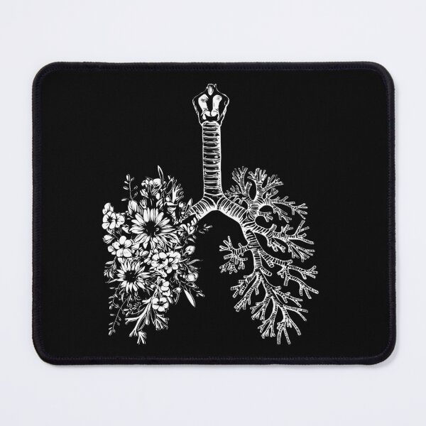 Item preview, Flowers Lung, floral leaves, lungs,healthy lung, lungs cancer, respiratory therapist, black background designed and sold by Collagedream.