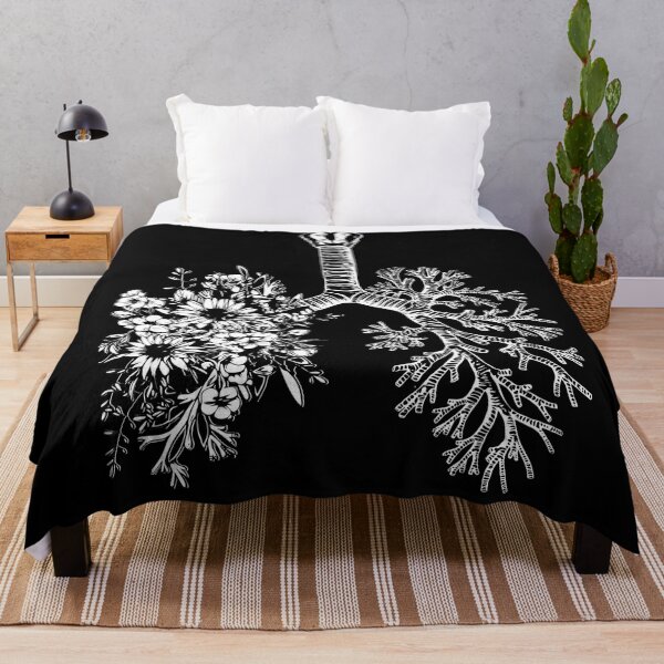Item preview, Flowers Lung, floral leaves, lungs,healthy lung, lungs cancer, respiratory therapist, black background designed and sold by Collagedream.