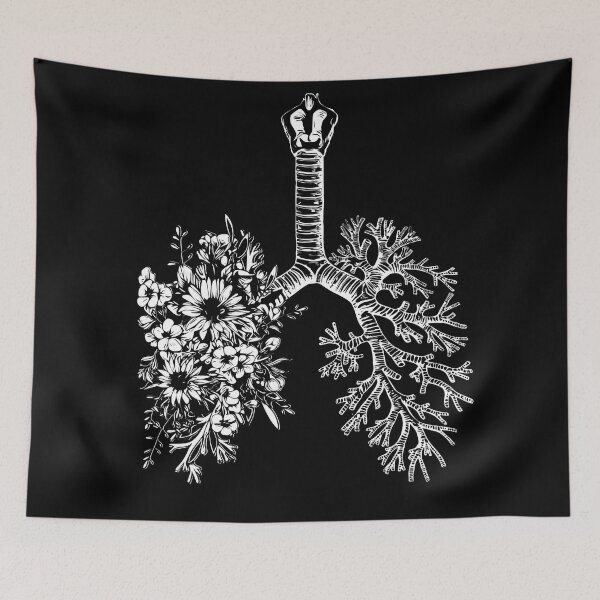 Item preview, Flowers Lung, floral leaves, lungs,healthy lung, lungs cancer, respiratory therapist, black background designed and sold by Collagedream.