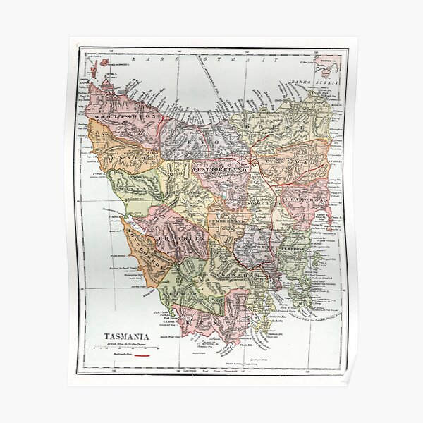 Vintage Map of Tasmania Poster