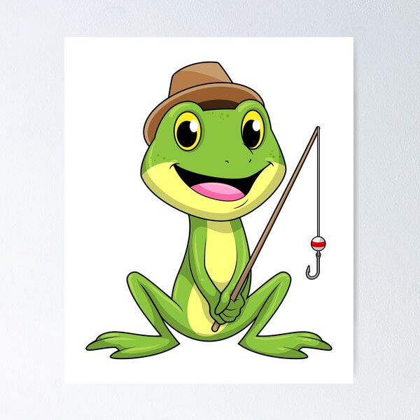 Item preview, Frog at Fishing with Fishing rod designed and sold by Snabdesign84.