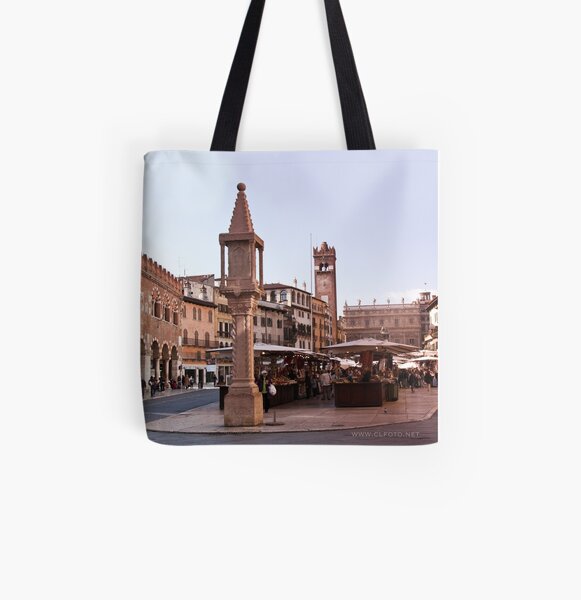 In Piazza Erbe, Verona, Italy All Over Print Tote Bag