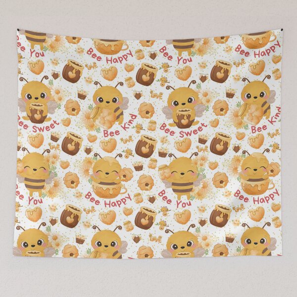 Item preview, Bee Kind, Bee Sweet, Bee Happy, Bee You | Cute Bee & Floral Pattern designed and sold by AurayaStudio.