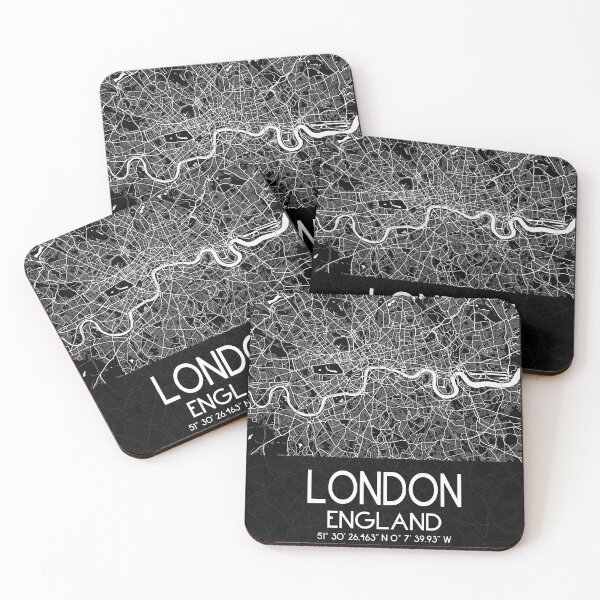 Item preview, LONDON BLACK CITY MAP MONOCHROME designed and sold by lukas69graphic.