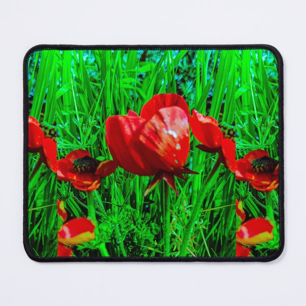 Item preview, Red flowers in green area designed and sold by IKnowStore.