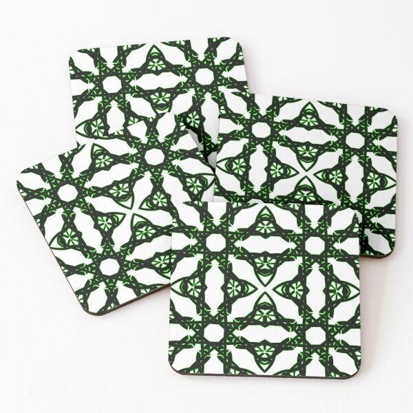 Item preview, Black and green abstract pattern, intertwined lines designed and sold by Meo Design.