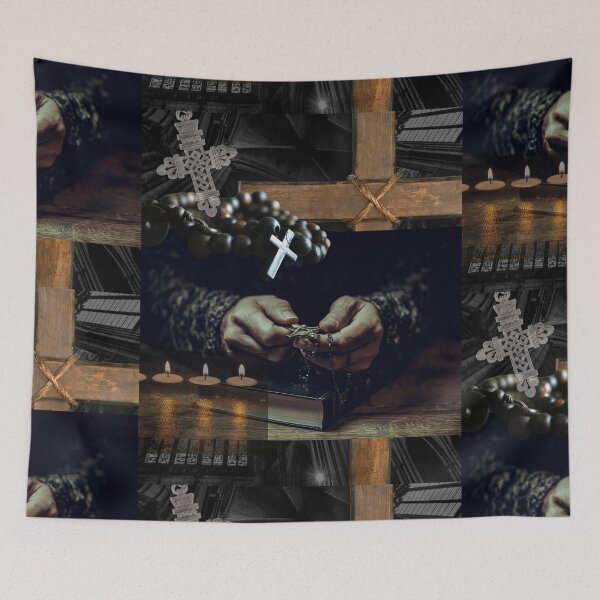 Item preview, Holy Religious Hands & Cross Photography Collage Design designed and sold by EarthArtDesigns.