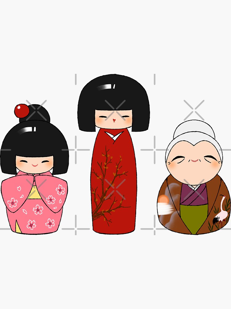 "Kokeshi dolls " Sticker by ancsi Redbubble