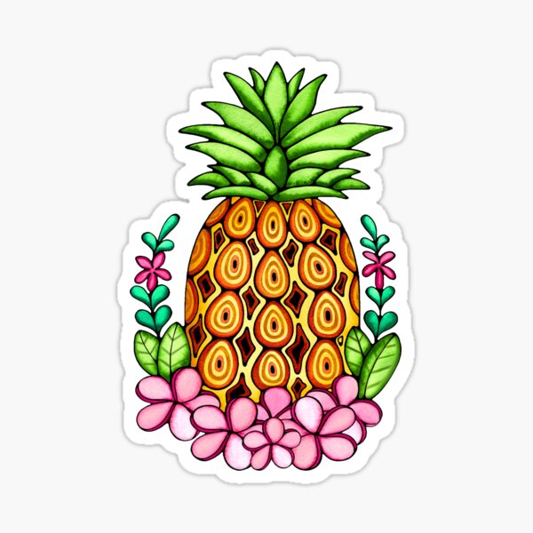 Pineapple Pink Plumeria Sticker