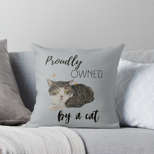 Item preview, Proudly owned by a cat - happy cat owner (gray tabby) designed and sold by SonjaNeuroth.