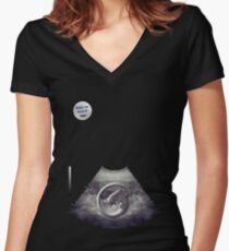 Alien on board! Ultrasound - badge variant Women's Fitted V-Neck T-Shirt