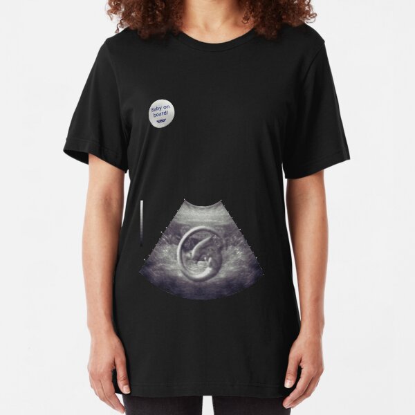 Alien on board! Ultrasound - badge variant Slim Fit T-Shirt