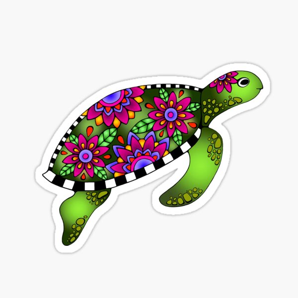 Flower Turtle Colorful Honu Hawaii  Sticker