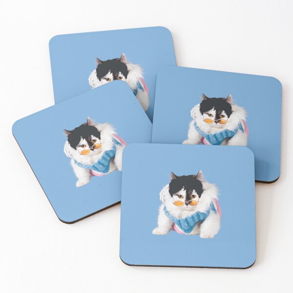 Item preview, Funny Cute Cat With A Wig /  White Bespectacled Cat With A Black Wig  designed and sold by haRexia.