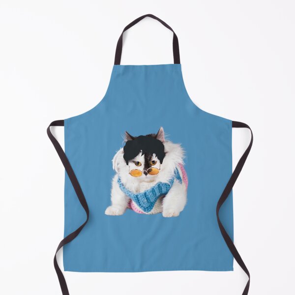 Item preview, Funny Cute Cat With A Wig / White Bespectacled Cat With A Black Wig designed and sold by haRexia.
