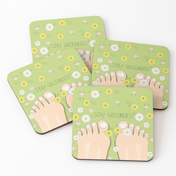 Item preview, Stay grounded inspirational quote with top view on barefoot  designed and sold by SooperYela.