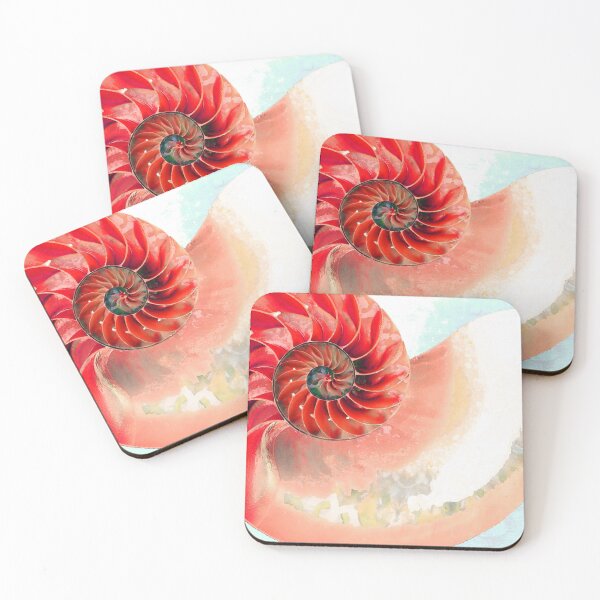 Item preview, Beautiful Soft Red Nautilus Shell Beach Art designed and sold by Sharon Cummings Art.