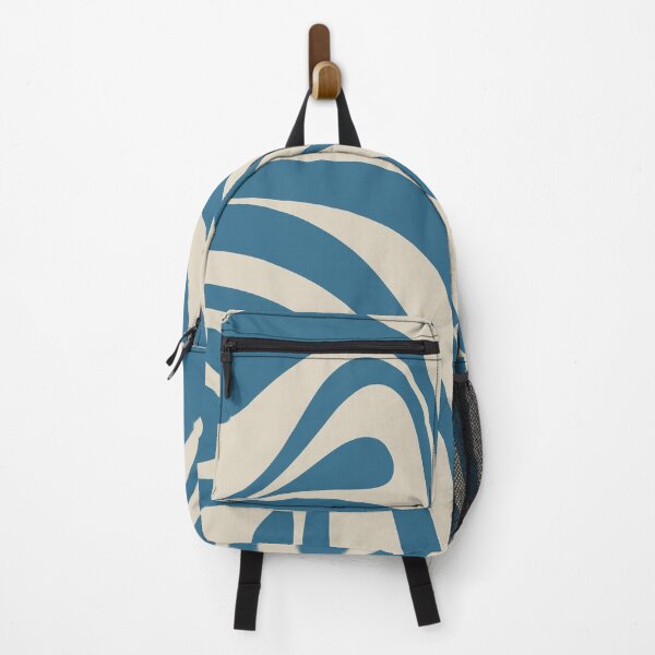 Item preview, New Groove Retro Swirl Abstract Pattern in Boho Blue and Beige designed and sold by kierkegaard.