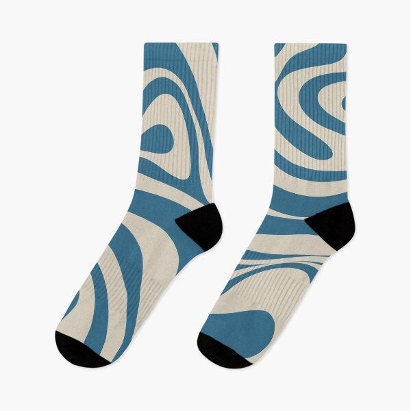Item preview, New Groove Retro Swirl Abstract Pattern in Boho Blue and Beige designed and sold by kierkegaard.