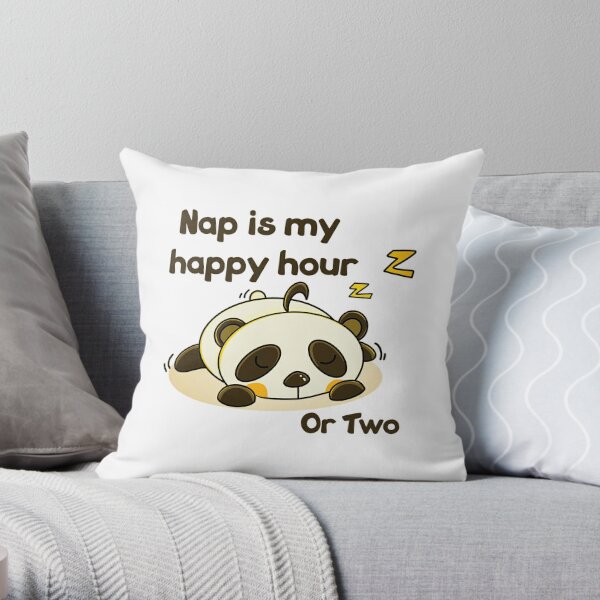 Nap time with panda Throw Pillow