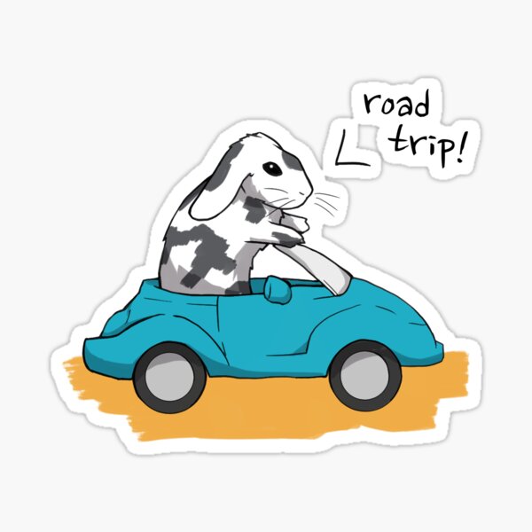 Road Trip Rabbit in a Car Sticker