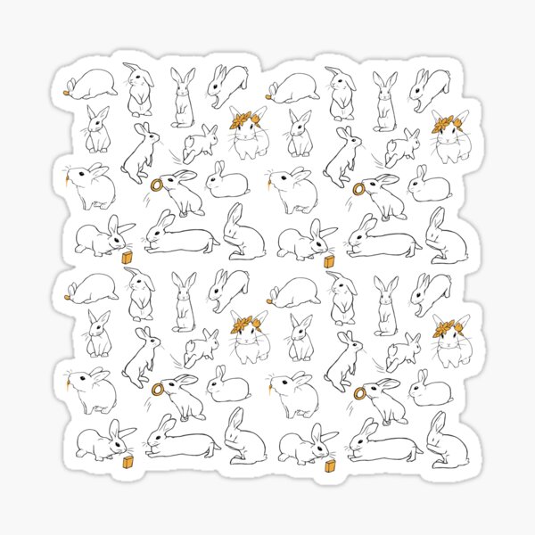 Happy Cute Bunny Pattern Sticker