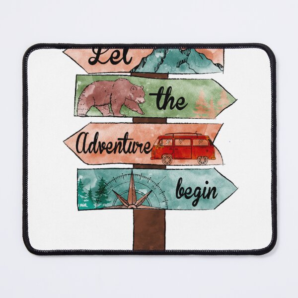 Item preview, Camping Quote Directional Watercolor Sign Let The Adventure Begin designed and sold by ChicoryJunction.