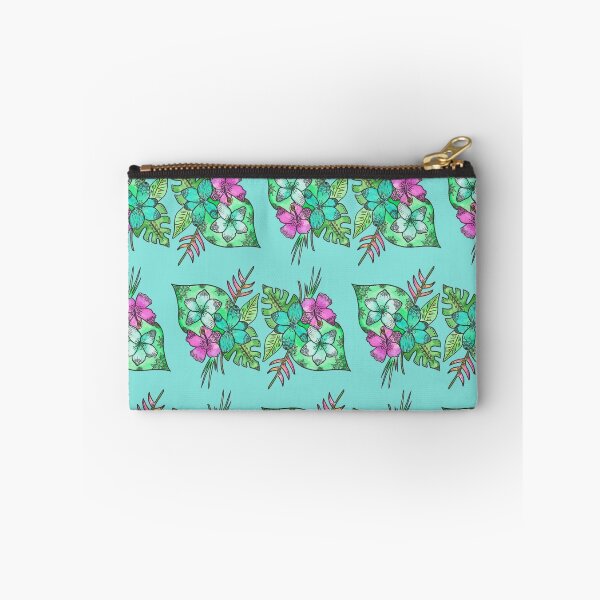 Item preview, Tropical Flowers Botanical Pattern - Blue Turquoise designed and sold by ManjaDesign.