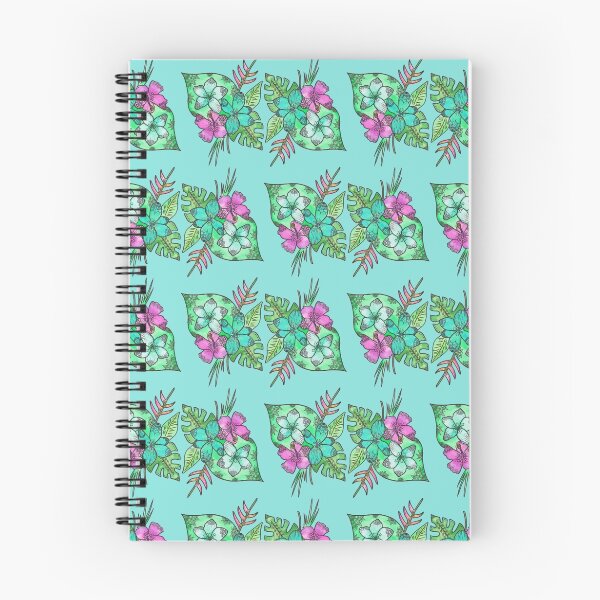 Aperçu de l'œuvre Modèle botanique de fleurs tropicales - bleu turquoise créée et vendue par ManjaDesign.