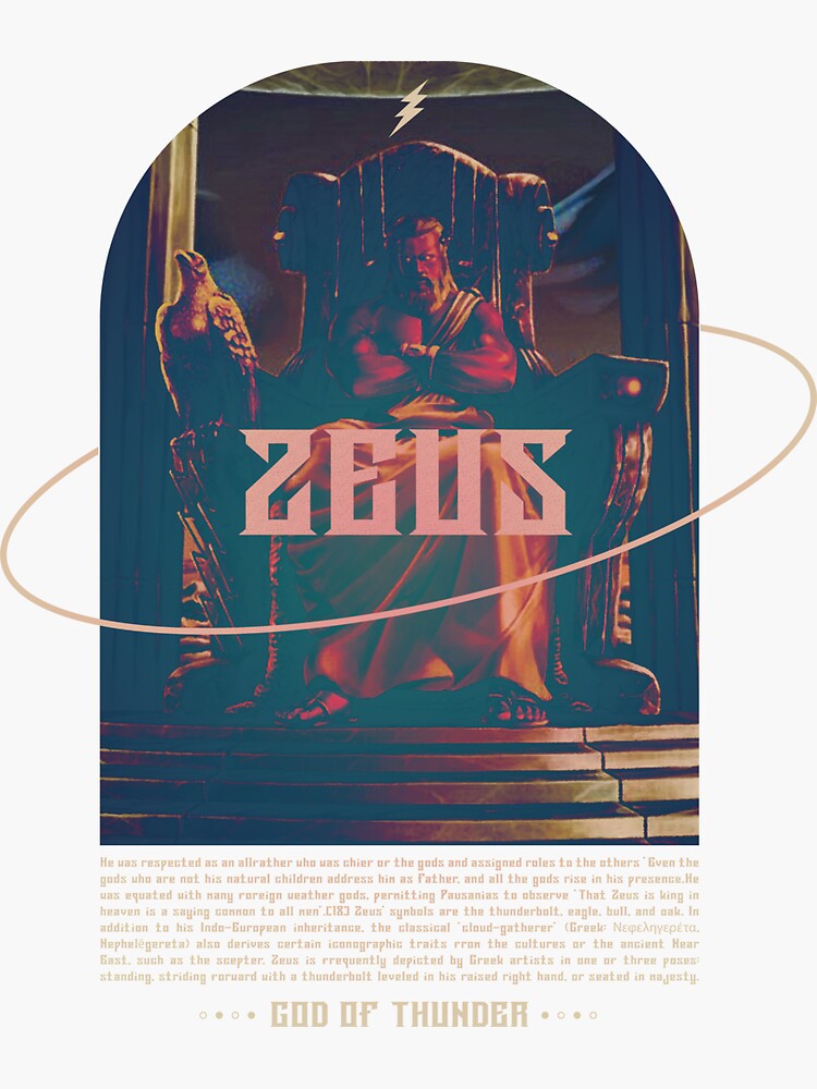 "Zeus, God Of Thunder Vol 1 Cloudy Blue" Sticker by etlestlight