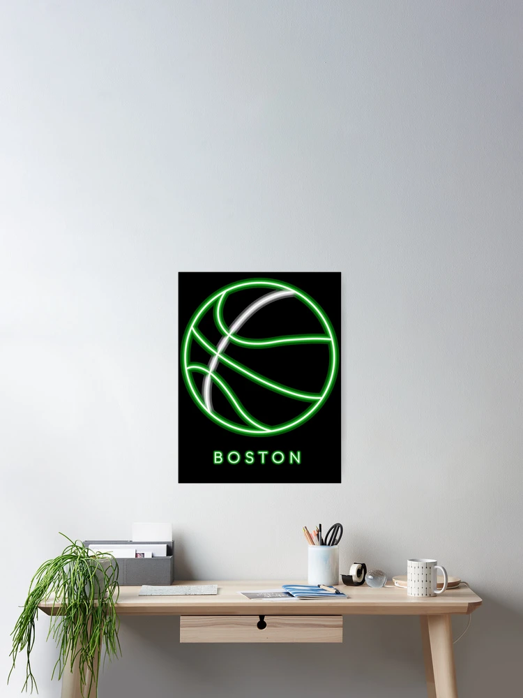 Thumbnail 2 of 3, Poster, Boston Neon Basketball designed and sold by R2-T2.