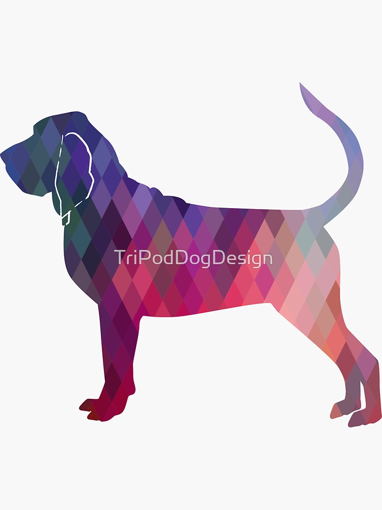 Bloodhound Dog Breed Geometric Silhouette Pink by TriPodDogDesign