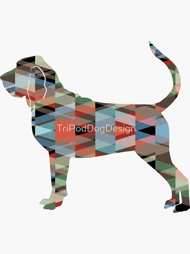 Bloodhound Dog Breed Geometric Silhouette Plaid by TriPodDogDesign