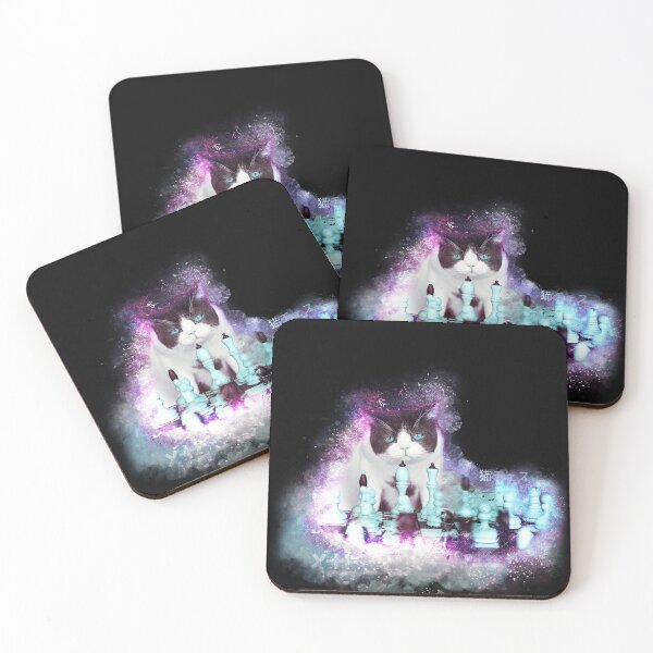 Item preview, Cat Playing Chess with Glowing Pieces designed and sold by KemeDesign.