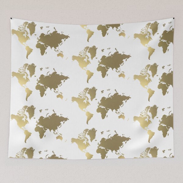 Item preview, Metallic Gold World Map designed and sold by Designs111.