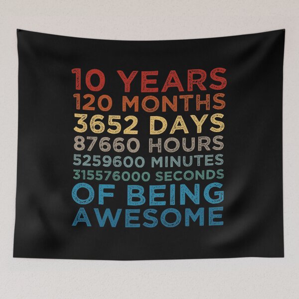 Item preview, Kids 10th Birthday 10 Years Old Vintage Retro 120 Months Boys And Girls designed and sold by pedrored369.