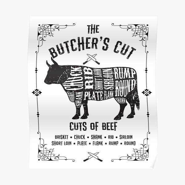 The Butcher's Cut - Cuts of Beef" Poster for Sale brynscully | Redbubble