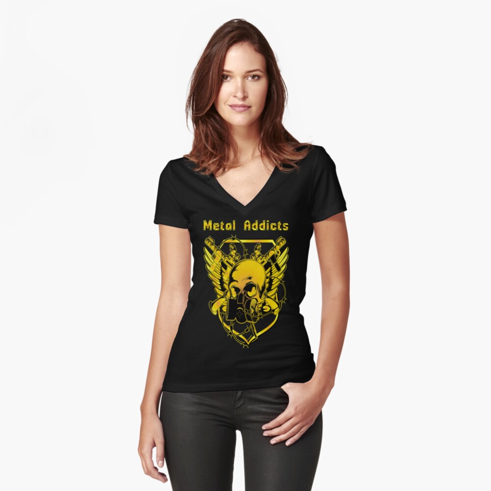 Item preview, Fitted V-Neck T-Shirt designed and sold by metaladdicts.