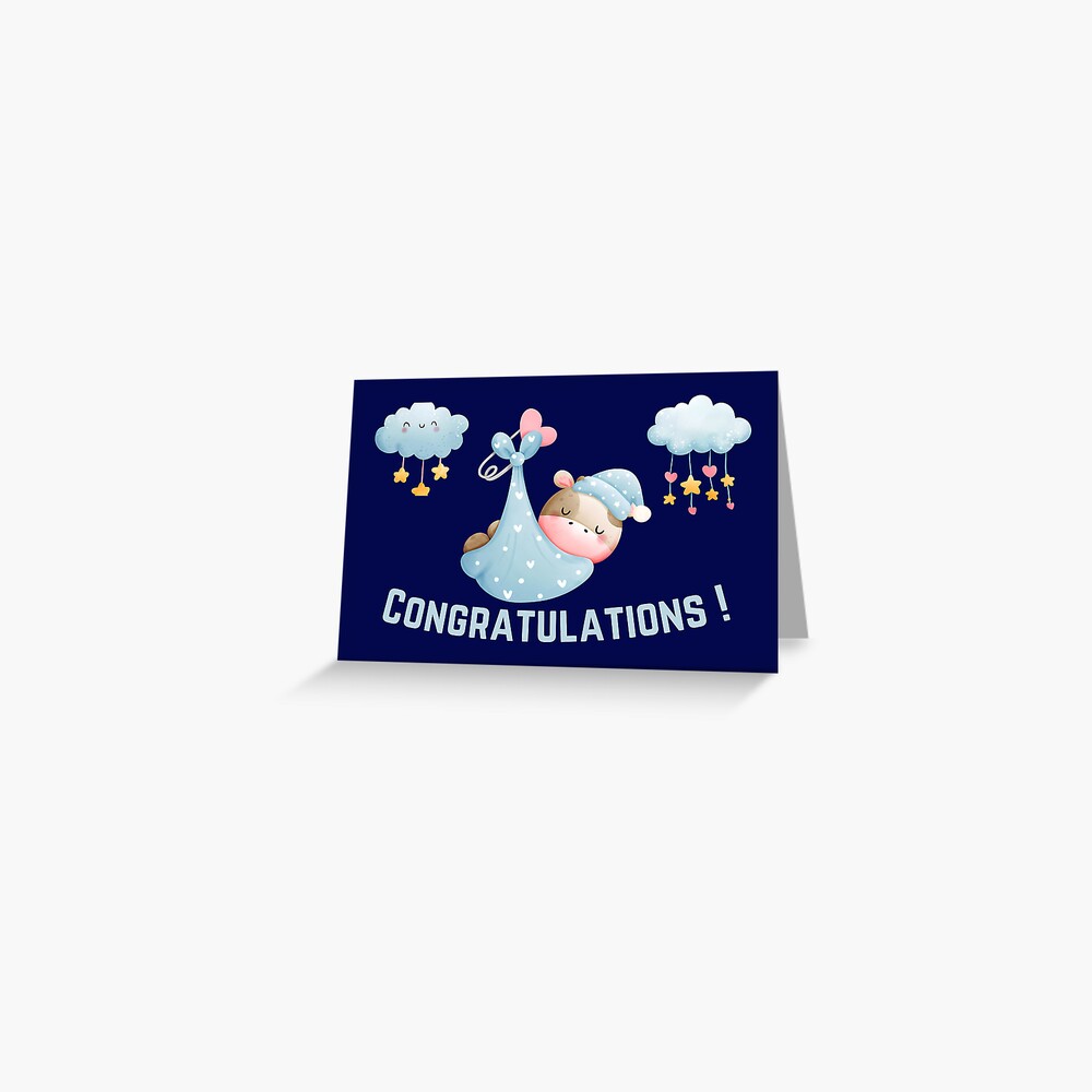 Congratulations Baby Boy Blank Greeting Card | Greeting Card