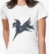Black Pegasus Flying Women's Fitted T-Shirt